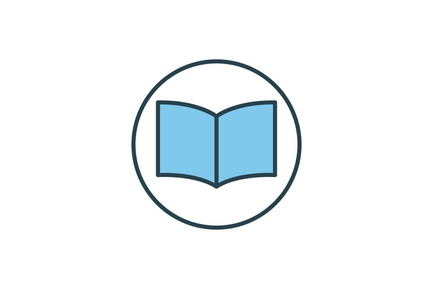 Open book icon. Icon related to research or knowledge. icon suitable for web site design, app, user interfaces, printable etc. Flat line icon style. Simple vector design editable