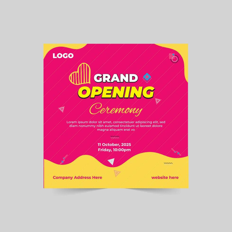 Grand opening social media banner template. Advertising design for social network vector illustration