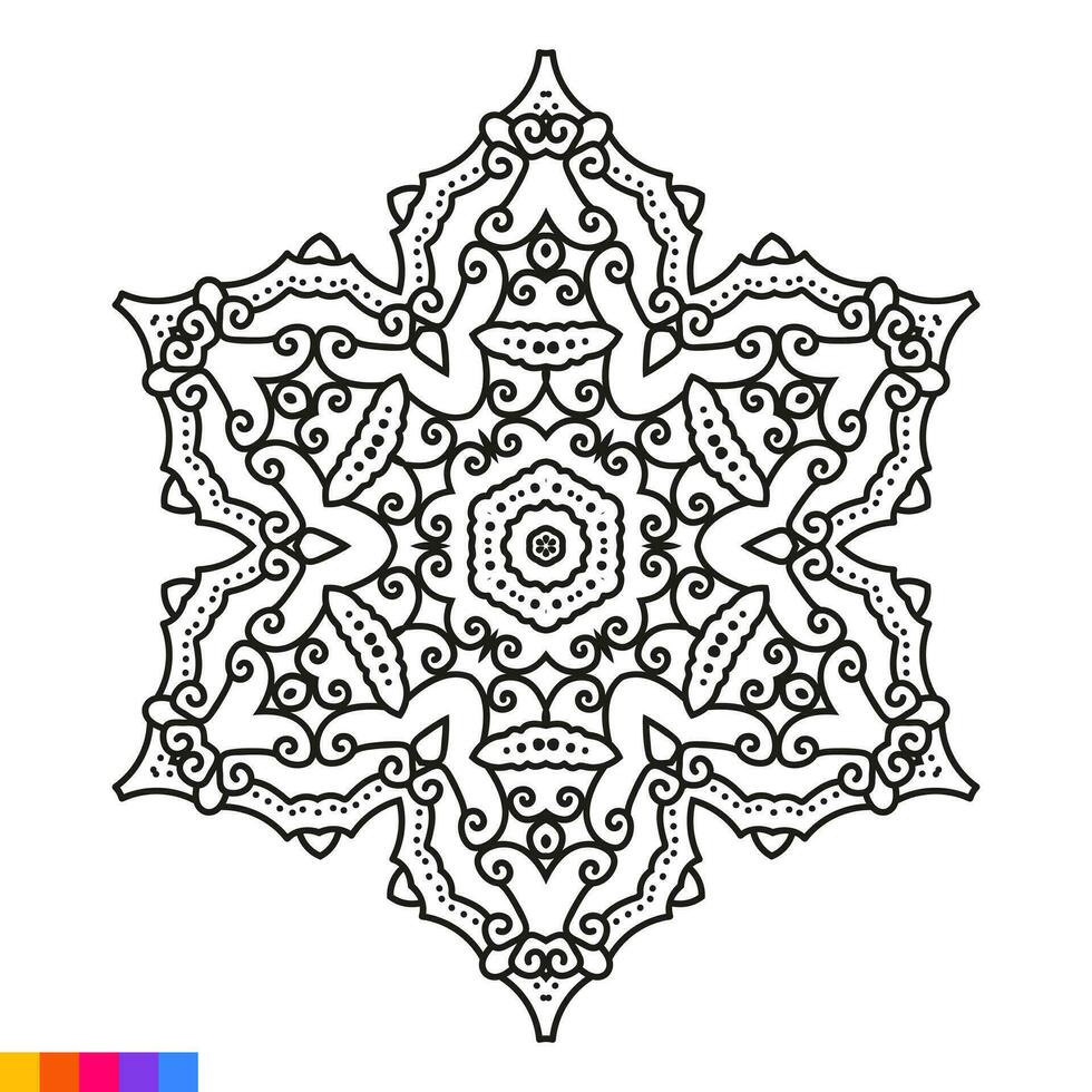 mandala Arte para colorante libro. limpiar decorativo redondo ornamento. oriental patrón, vector ilustración colorante libro página. circular modelo en formar de mandala para alheña, mehndi, tatuaje, decoración.