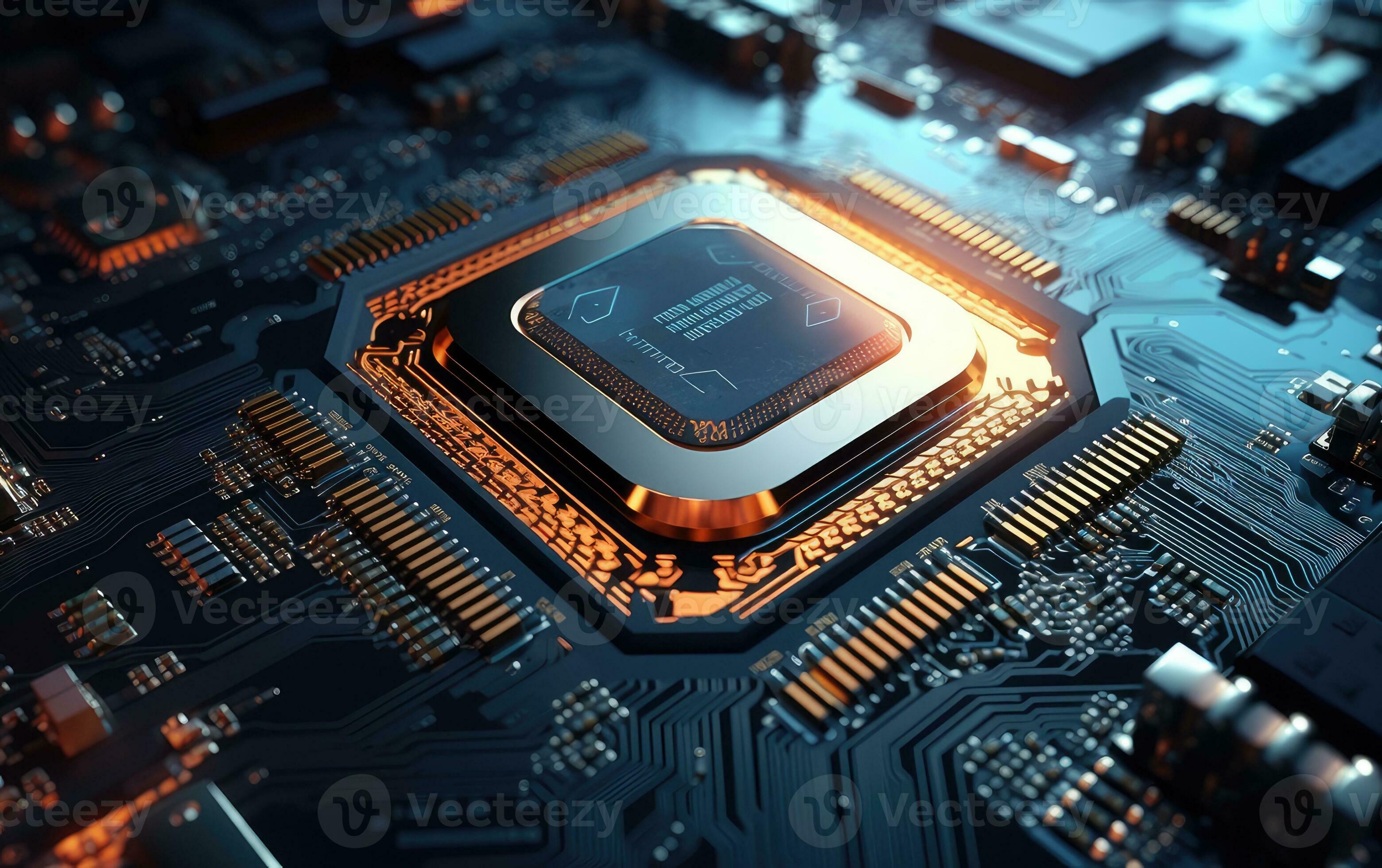 Shot of Generic Printed Circuit board with Microchips and other