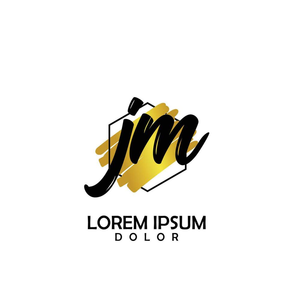 JM Initial Brush In Circle Frame Template Design vector