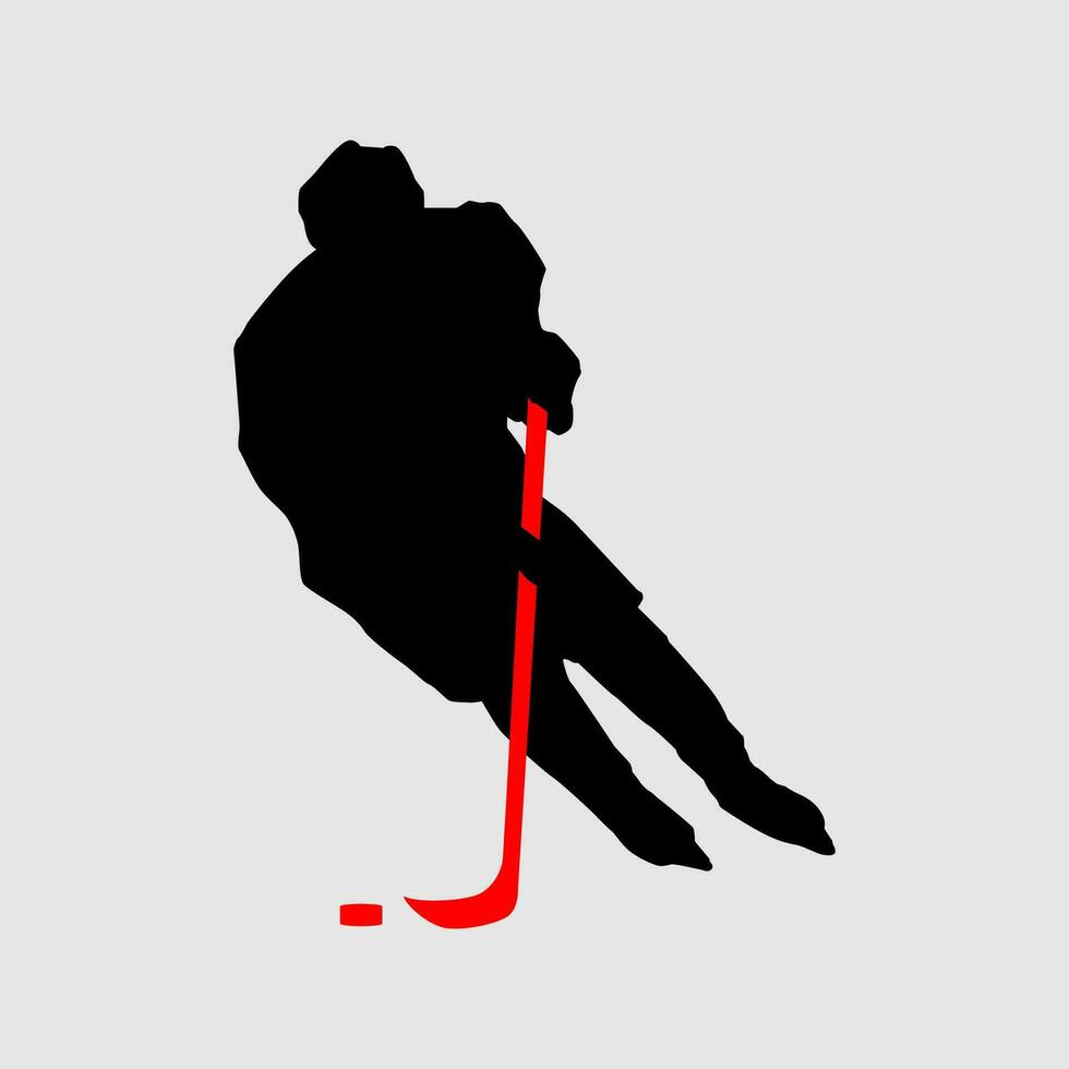 High details of ice hockey silhouette. Minimal symbol and logo of sport. Fit for element design, background, banner, backdrop, cover, logotype. Isolated on black background. Vector Eps 10