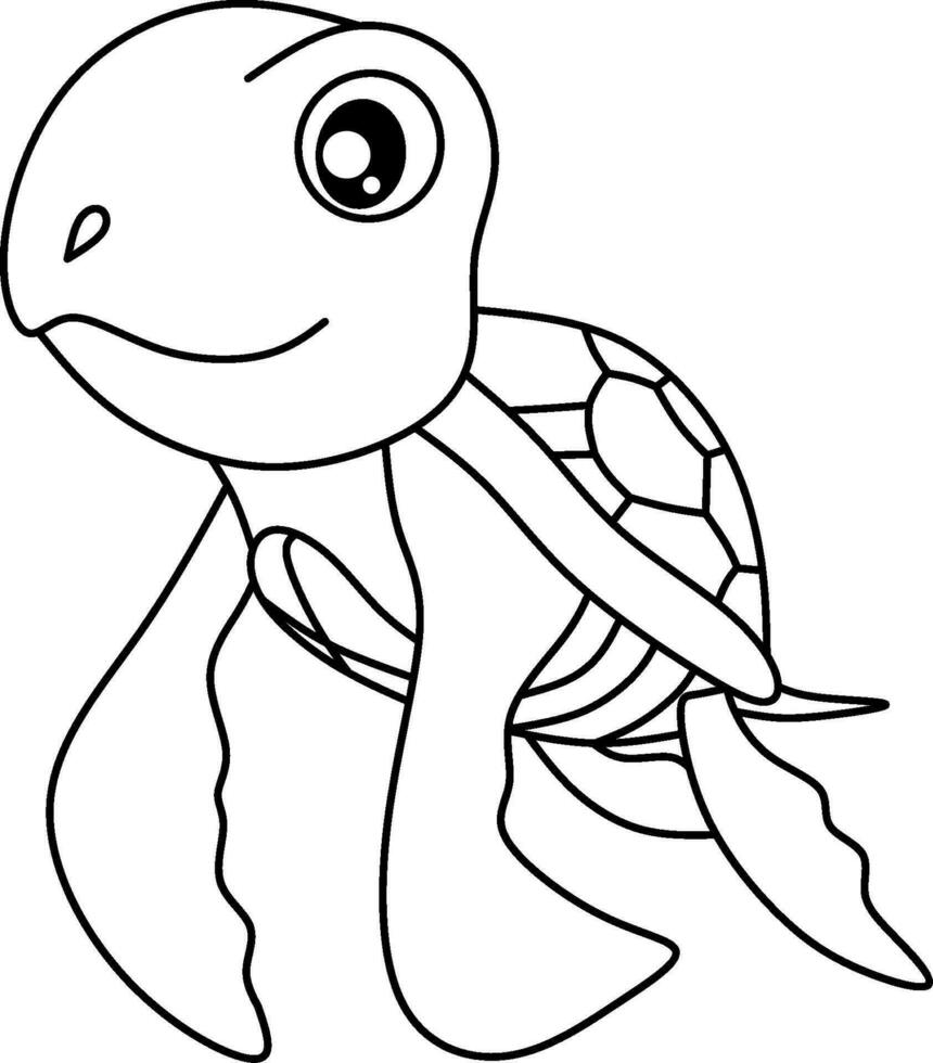 Turtle cartoon line art for coloring book page vector