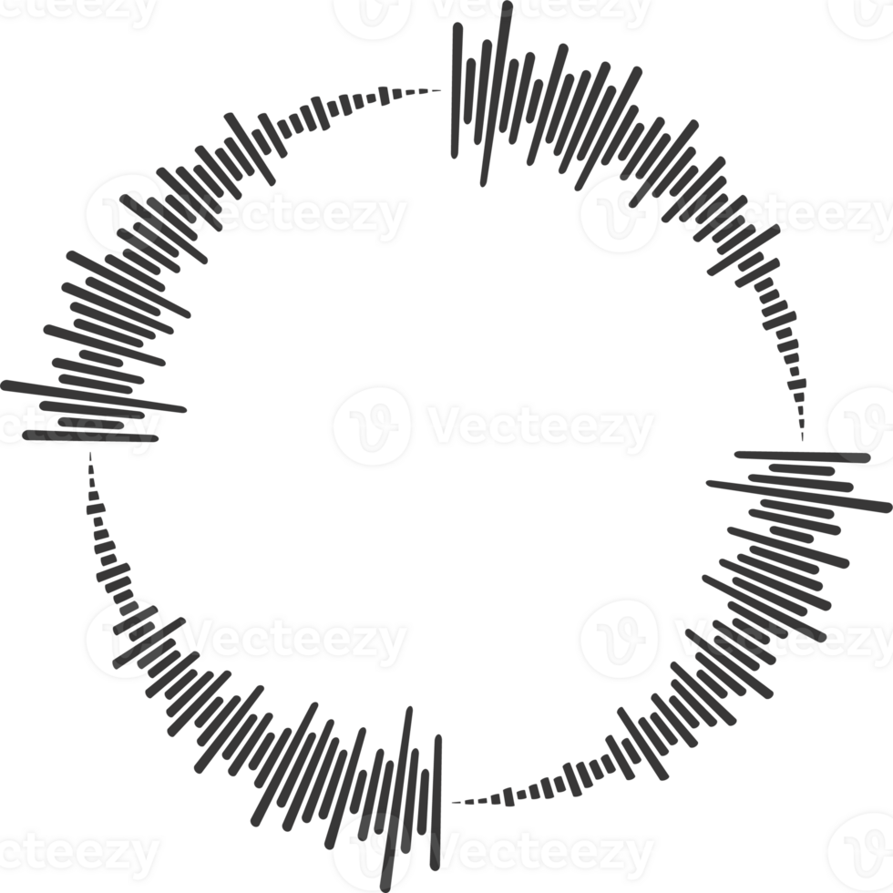 Circle sound wave. Audio music equalizer. Round circular icon. Spectrum radial pattern and frequency frame png