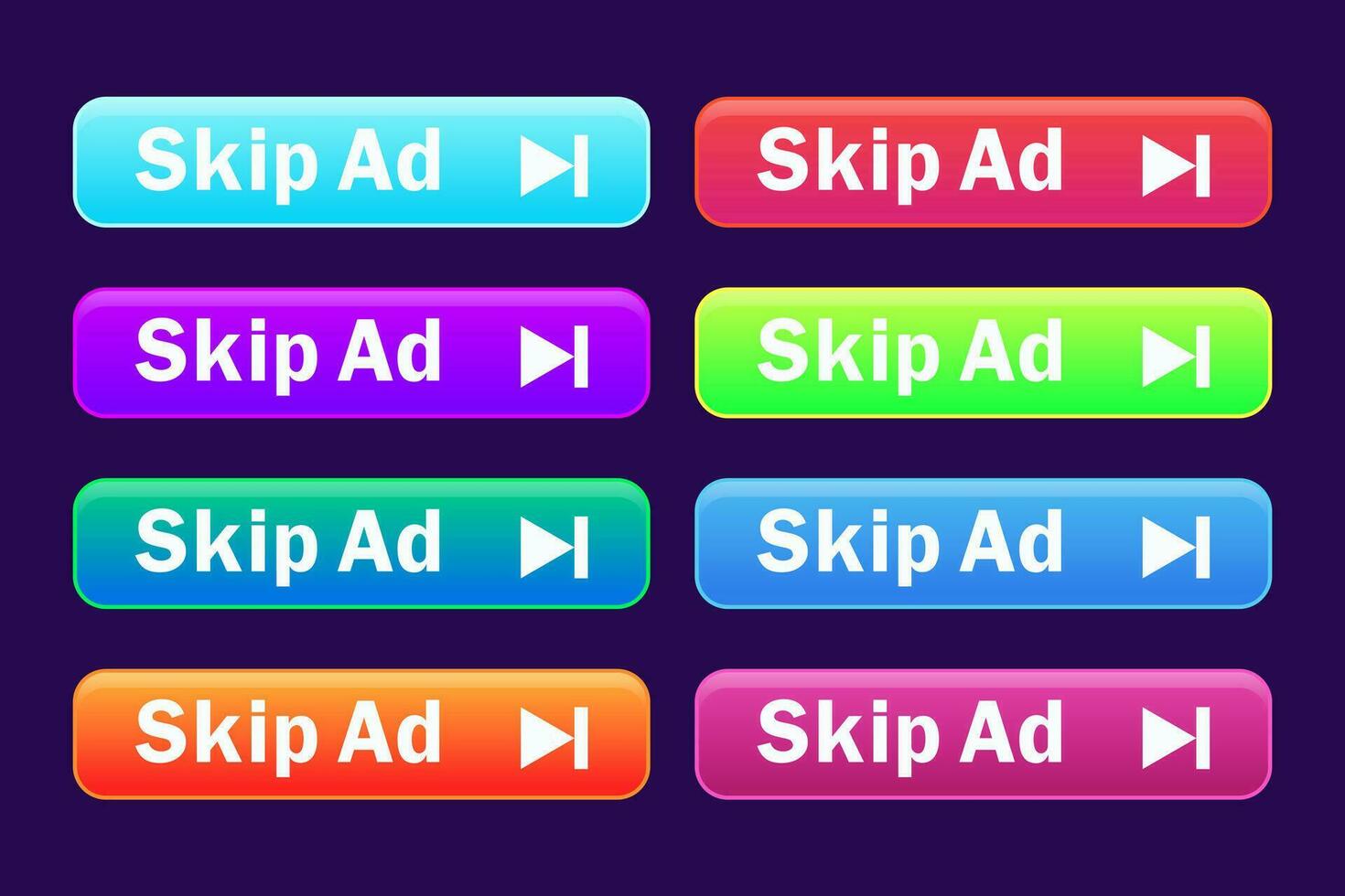 Skip Ad button. Video block icon for advertising. App template for interface. Vector