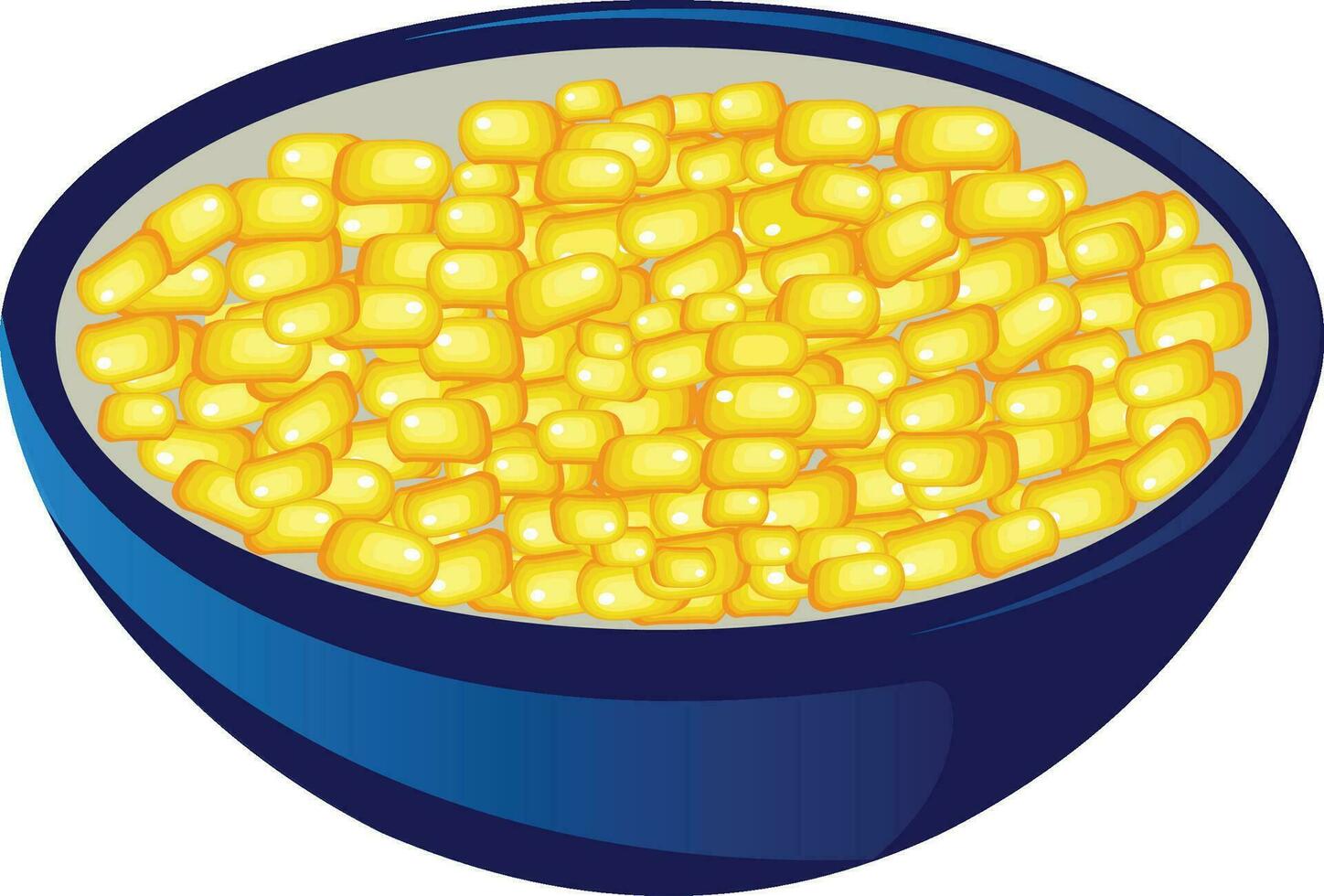 Realistic illustration of sweet corn in bowl, healthy vegetarian food vector