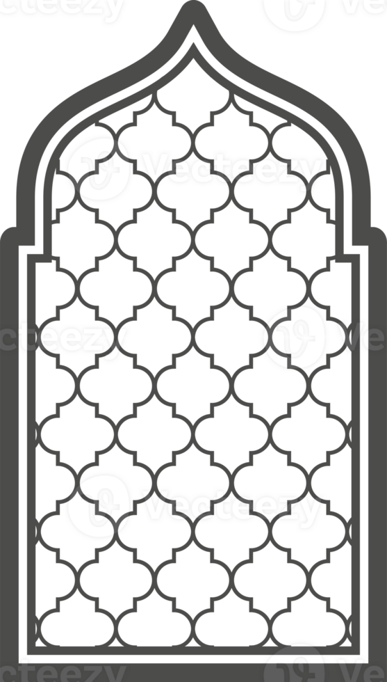 Ramadan window with pattern. Arabic frame of mosque door. Islamic design template. Oriental decoration with ornament. png