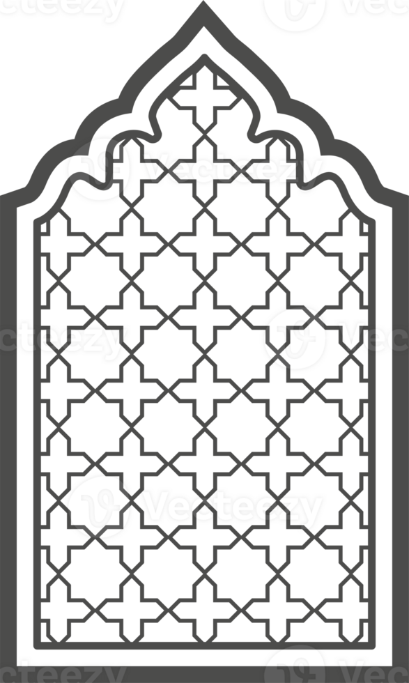 Ramadan window with pattern. Arabic frame of mosque door. Islamic design template. Oriental decoration with ornament. png