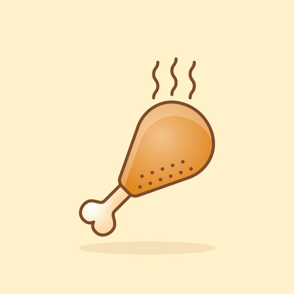 Chicken leg icon in flat style. Fast food menu vector illustration on isolated background. Drumstick sign business concept.
