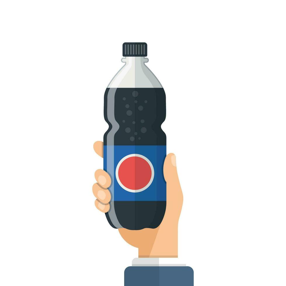 mano participación soda bebida icono en plano estilo. el plastico botella vector ilustración en aislado antecedentes. agua bebida firmar negocio concepto.