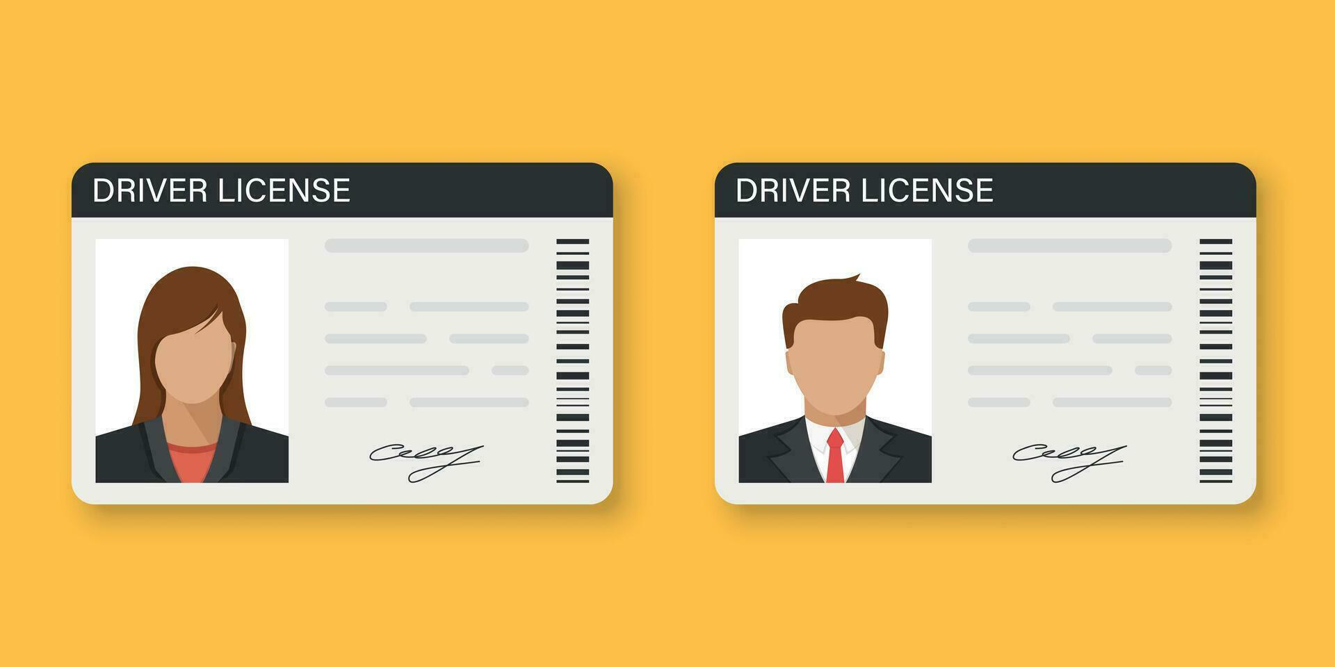 Driver license icon in flat style. Identification document vector illustration on isolated background. Profile card sign business concept.