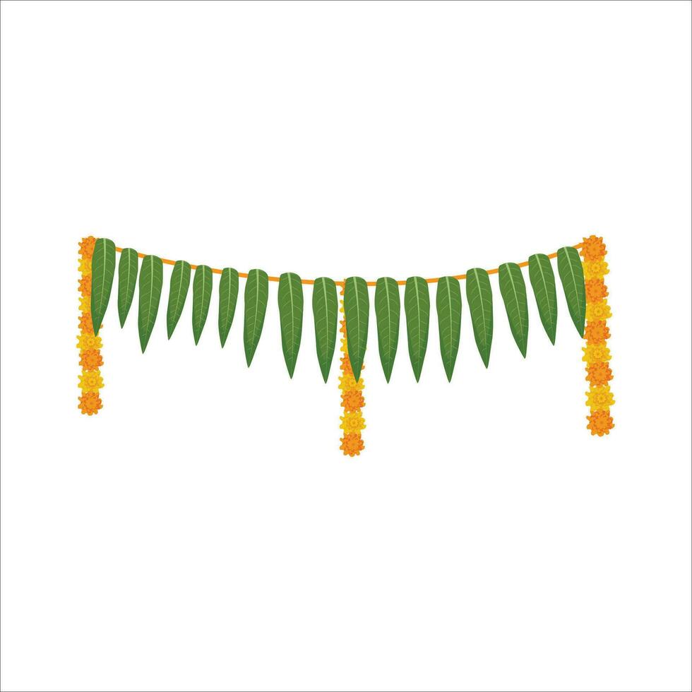 a garland of flowers and leaves on a white background vector
