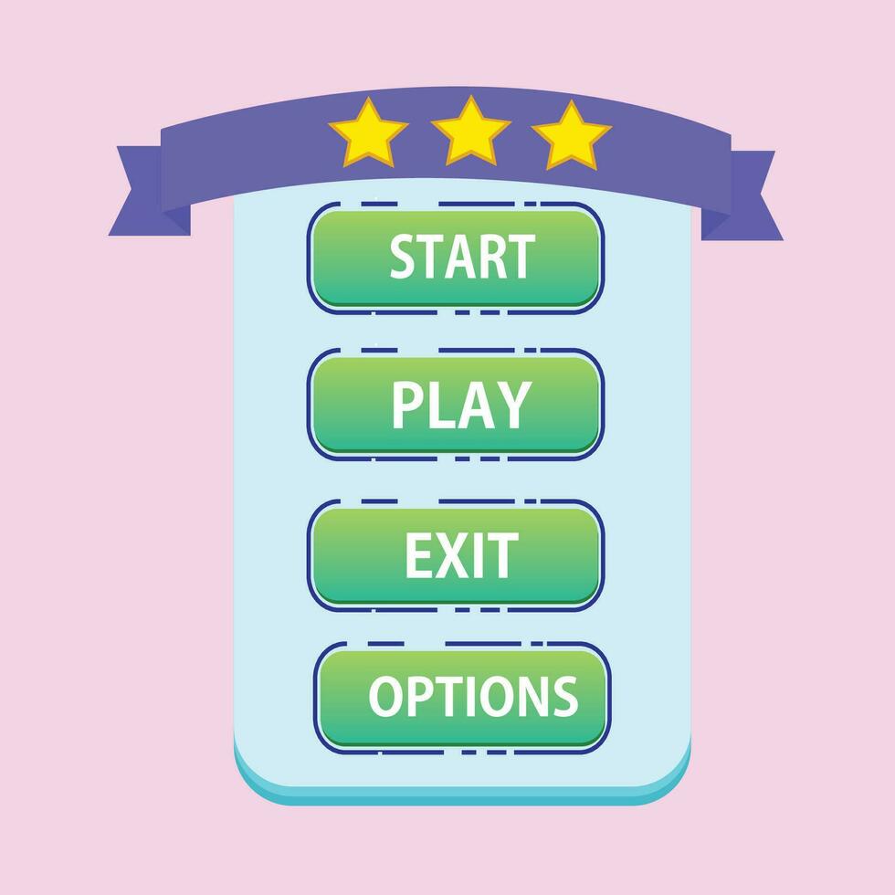 a game with five stars and a button that says start play exit options vector