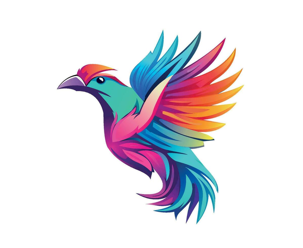 Gradient color bird logo vector illustration manually created
