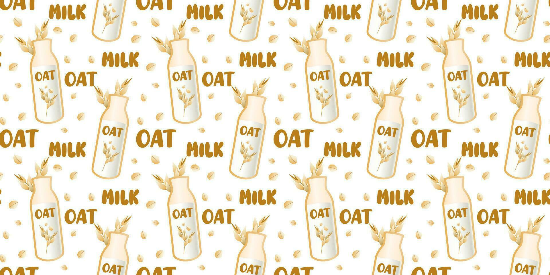 Oat milk seamless pattern. Plant-based milk. vegan products. Vector. Perfect for various projects like textiles, paper crafts, and more. vector