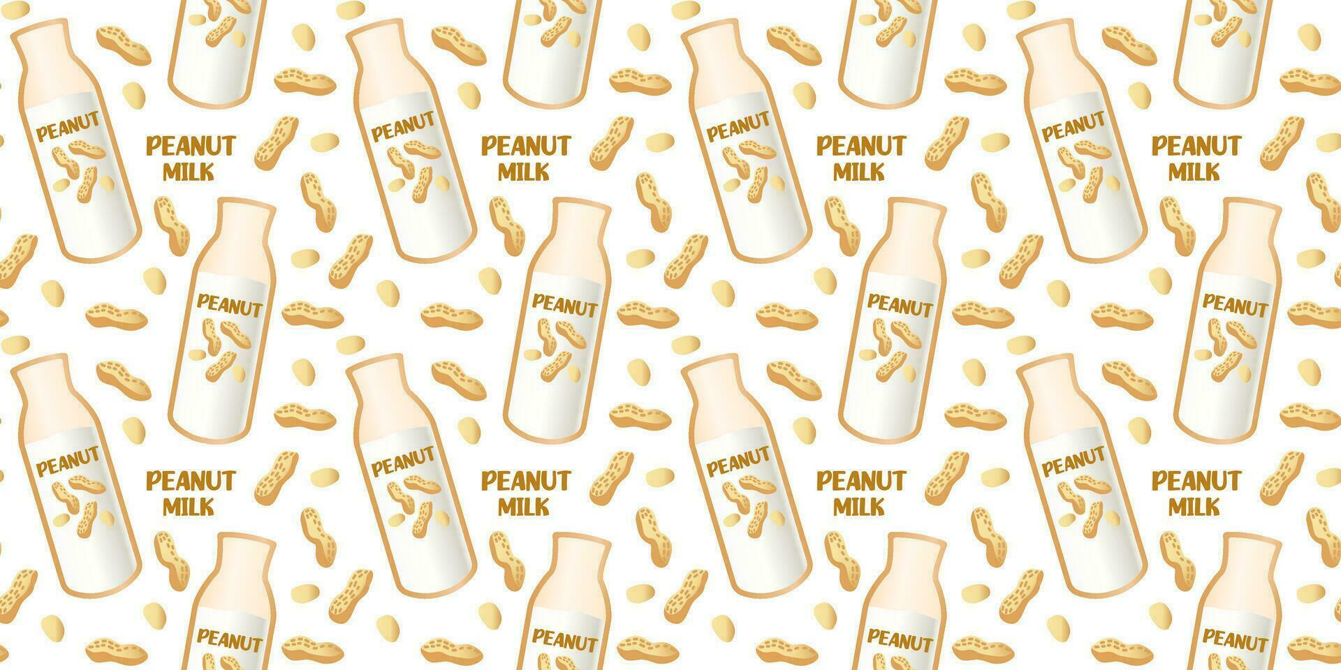 Peanut milk seamless pattern. Plant-based milk. Vegan products. Vector. Perfect for various projects like textiles, paper crafts, and more. vector