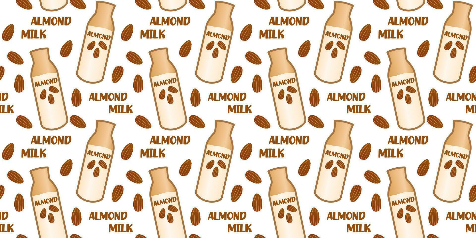 Almond milk seamless pattern. Plant-based milk. vegan products. Vector. Perfect for various projects like textiles, paper crafts, and more. vector