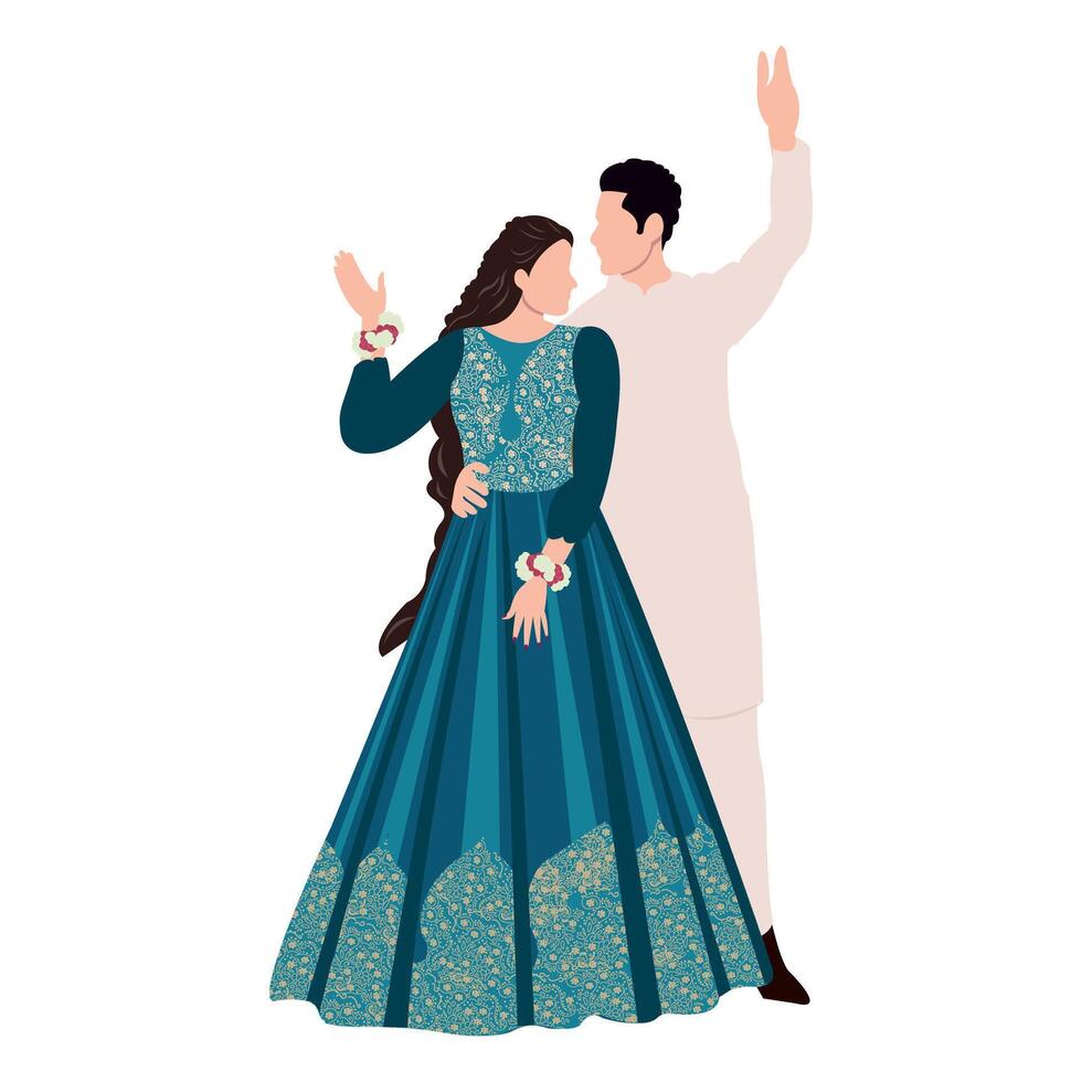 vector indian wedding couple illustration for wedding invitation card