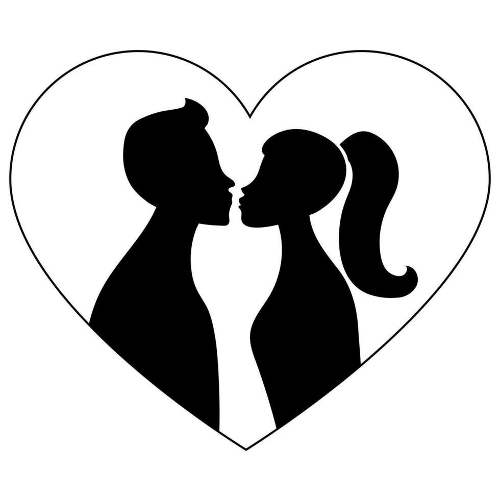 Couple silhouette illustration. Happy Valentine's Day vector