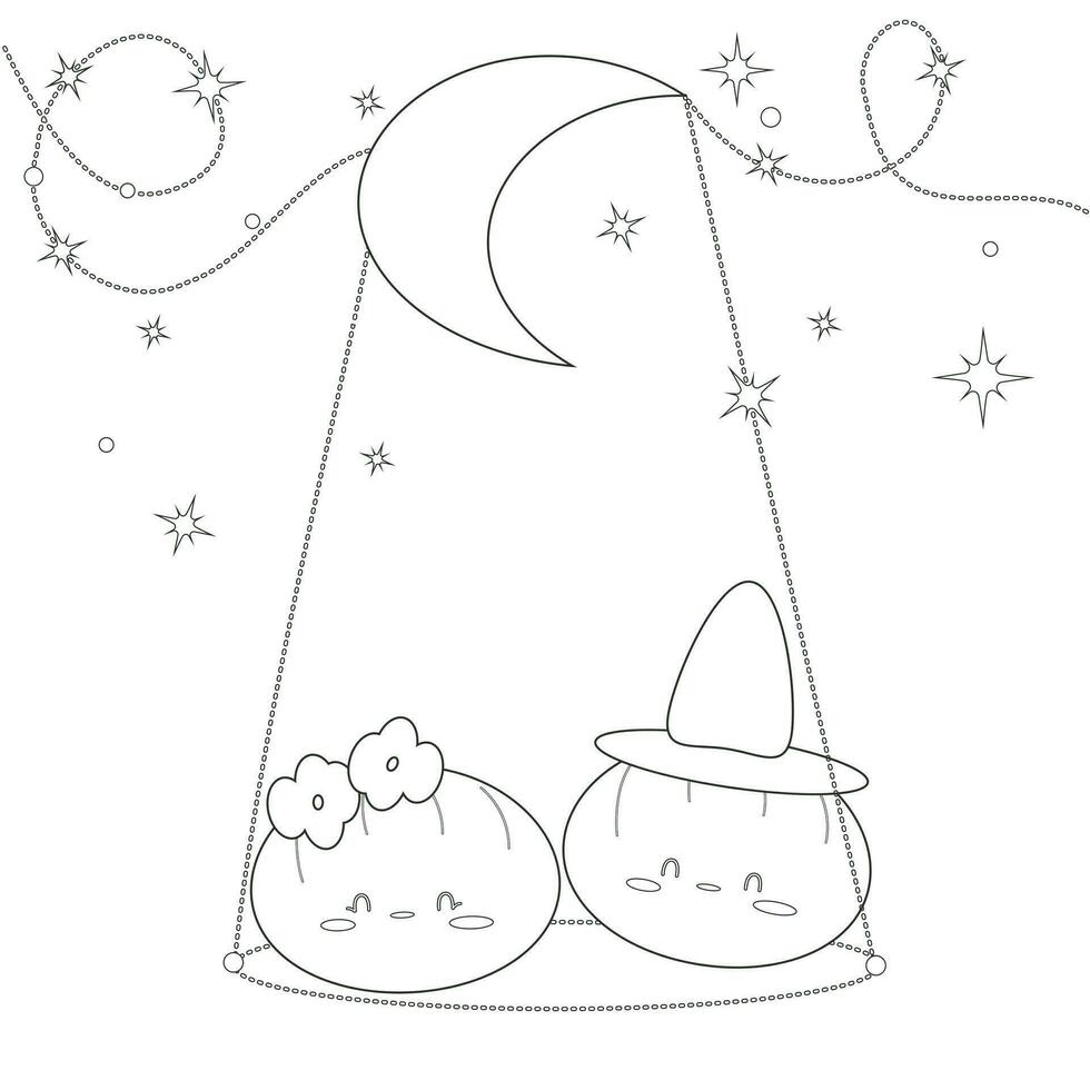Halloween coloring book with cute little pumpkins vector