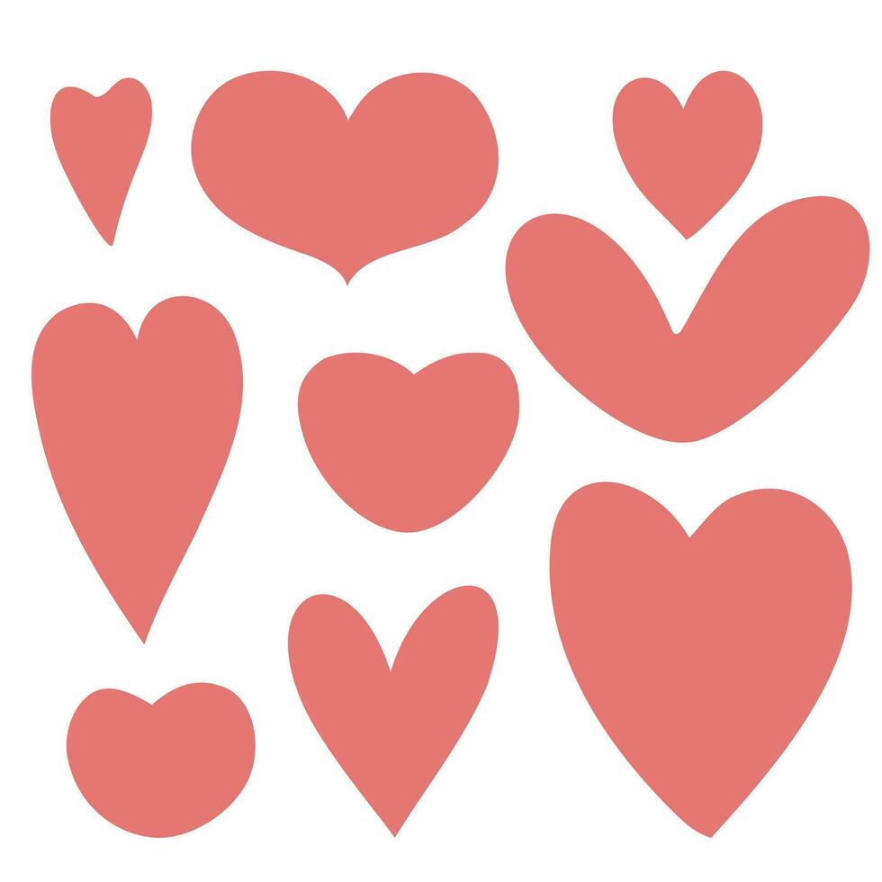 Hand drawn set of hearts of various shapes vector