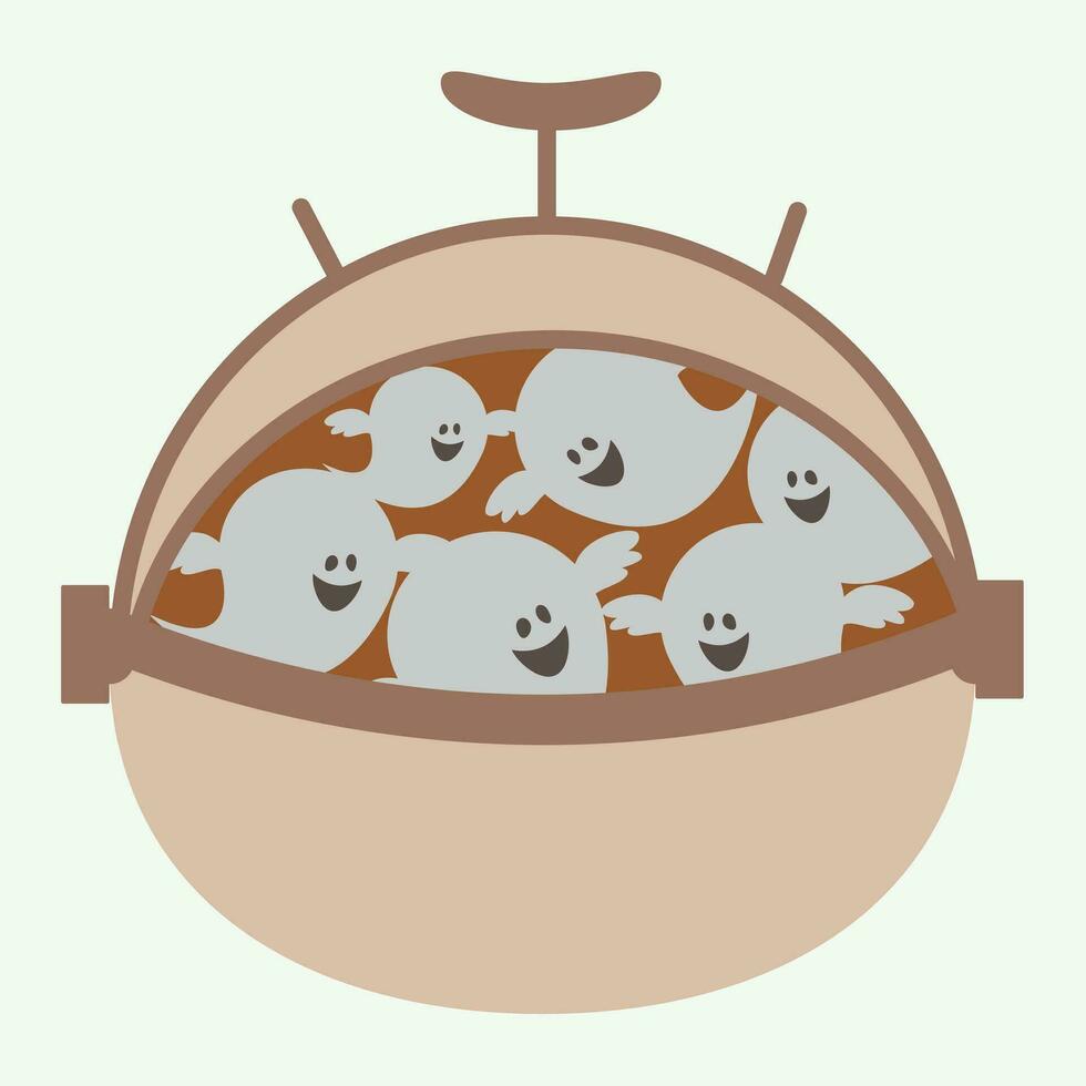Postcard with cute ghosts for children's print. Halloween background vector