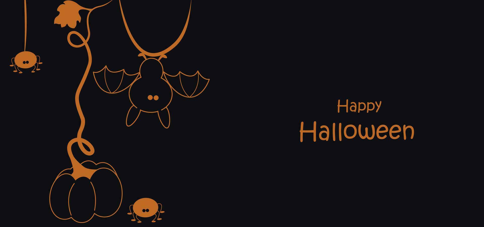 Halloween background with pumpkin, spiders and bat vector