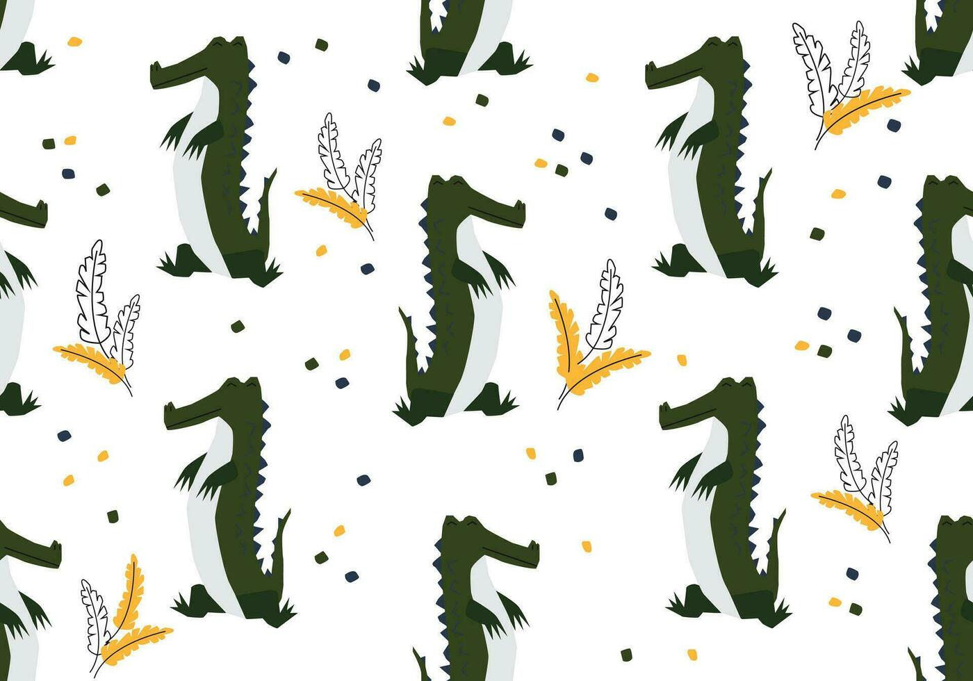 Seamless pattern with crocodiles.Repeatable design crocodile for printing vector
