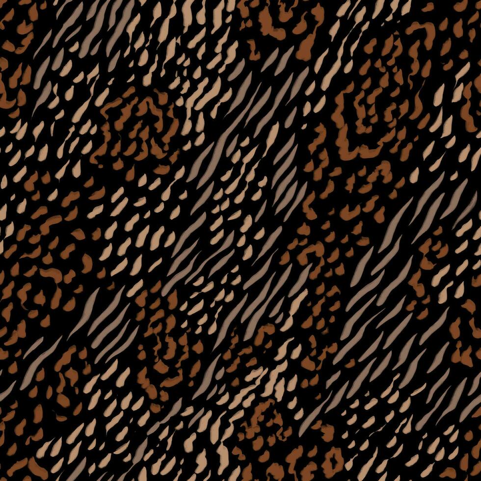 animal mezcla sin costura modelo. mano dibujado leopardo manchas, cebra diagonal rayas. negro y marrón de colores camuflaje antecedentes vector