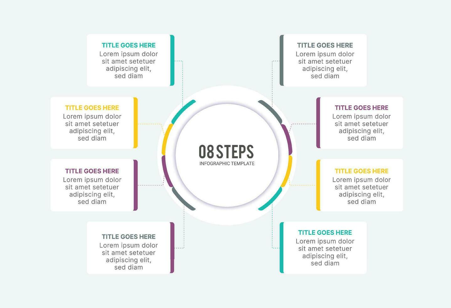 Circle Infographic Template Design With 8 Steps, Process Workflow Diagram vector