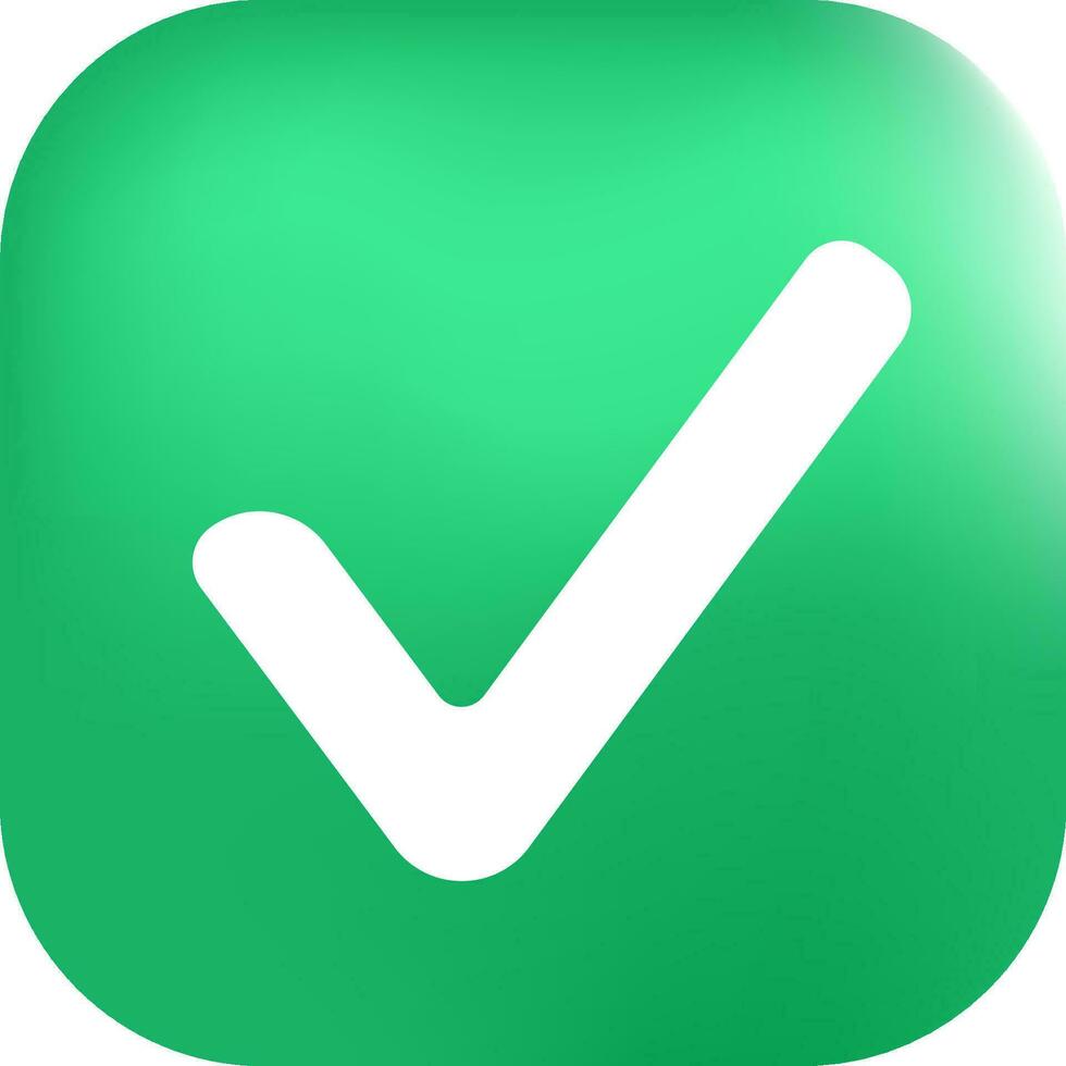 Green checklist button, checkbox icon rounded square HD Isolated image vector