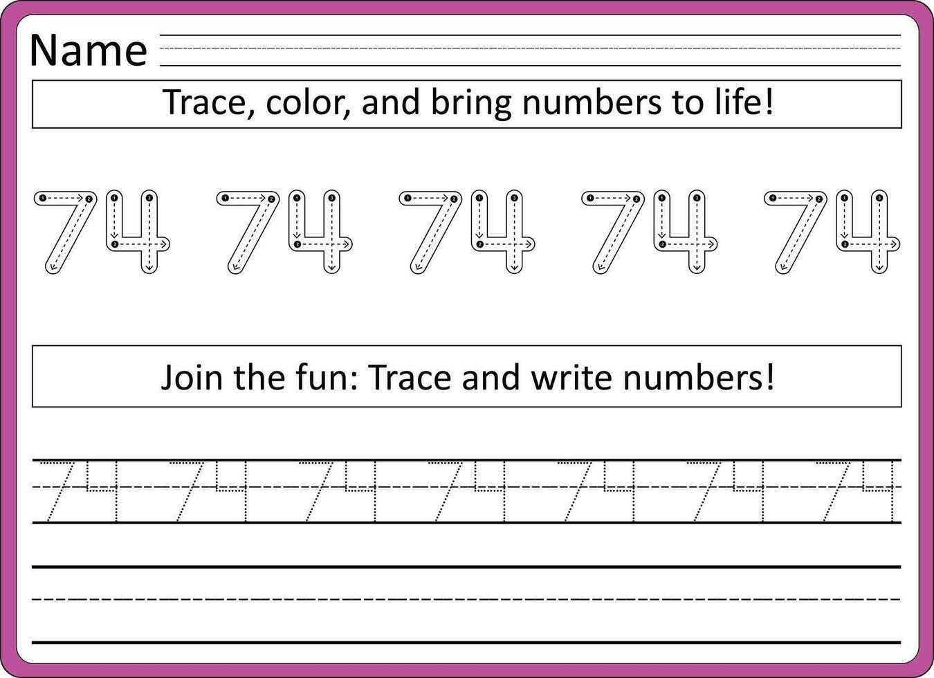 1- 100 número rastreo hojas para niños vector