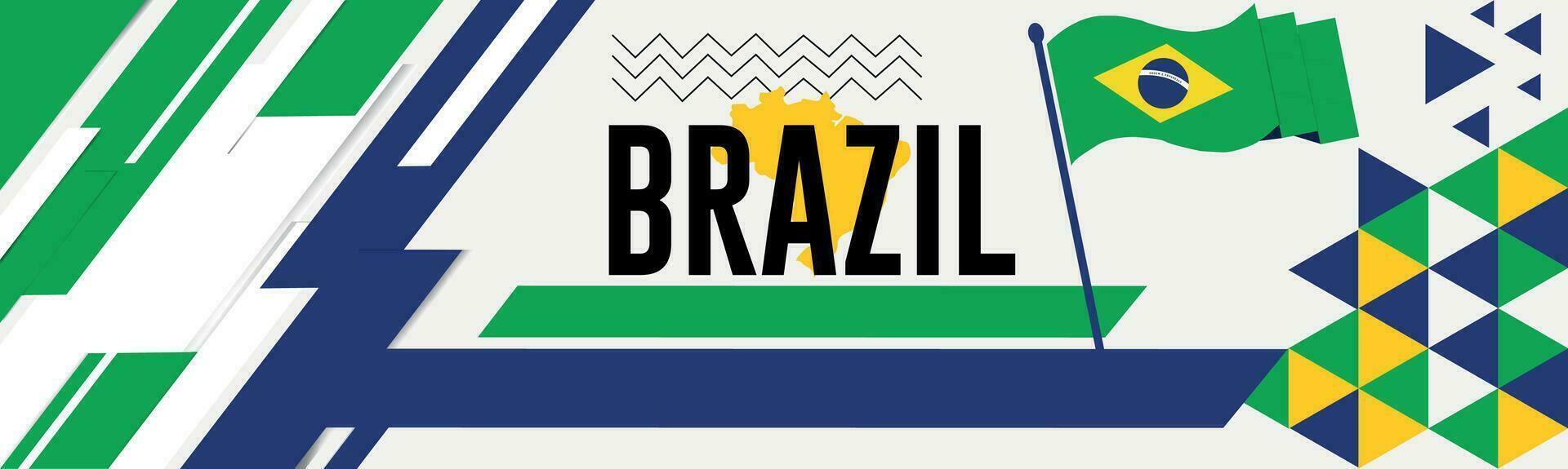 Brazil Map and raised fists. National day or Independence day design for Brazil celebration. Modern retro design with abstract icons. Vector illustration.