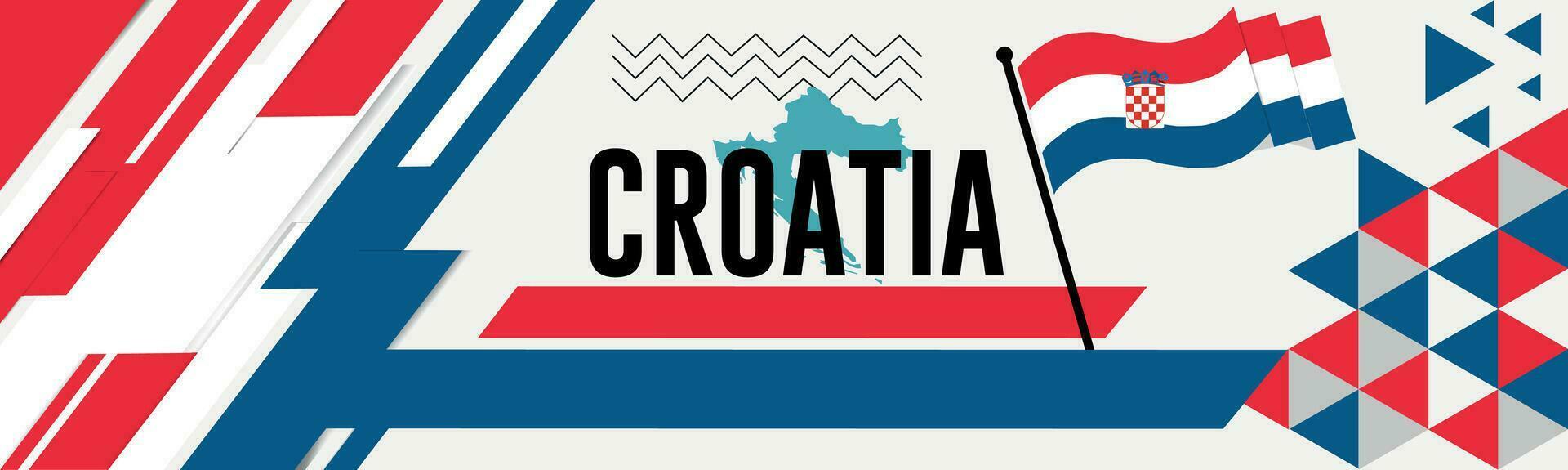 Croatia Map and raised fists. National day or Independence day design for Croatia celebration. Modern retro design with abstract icons. Vector illustration.