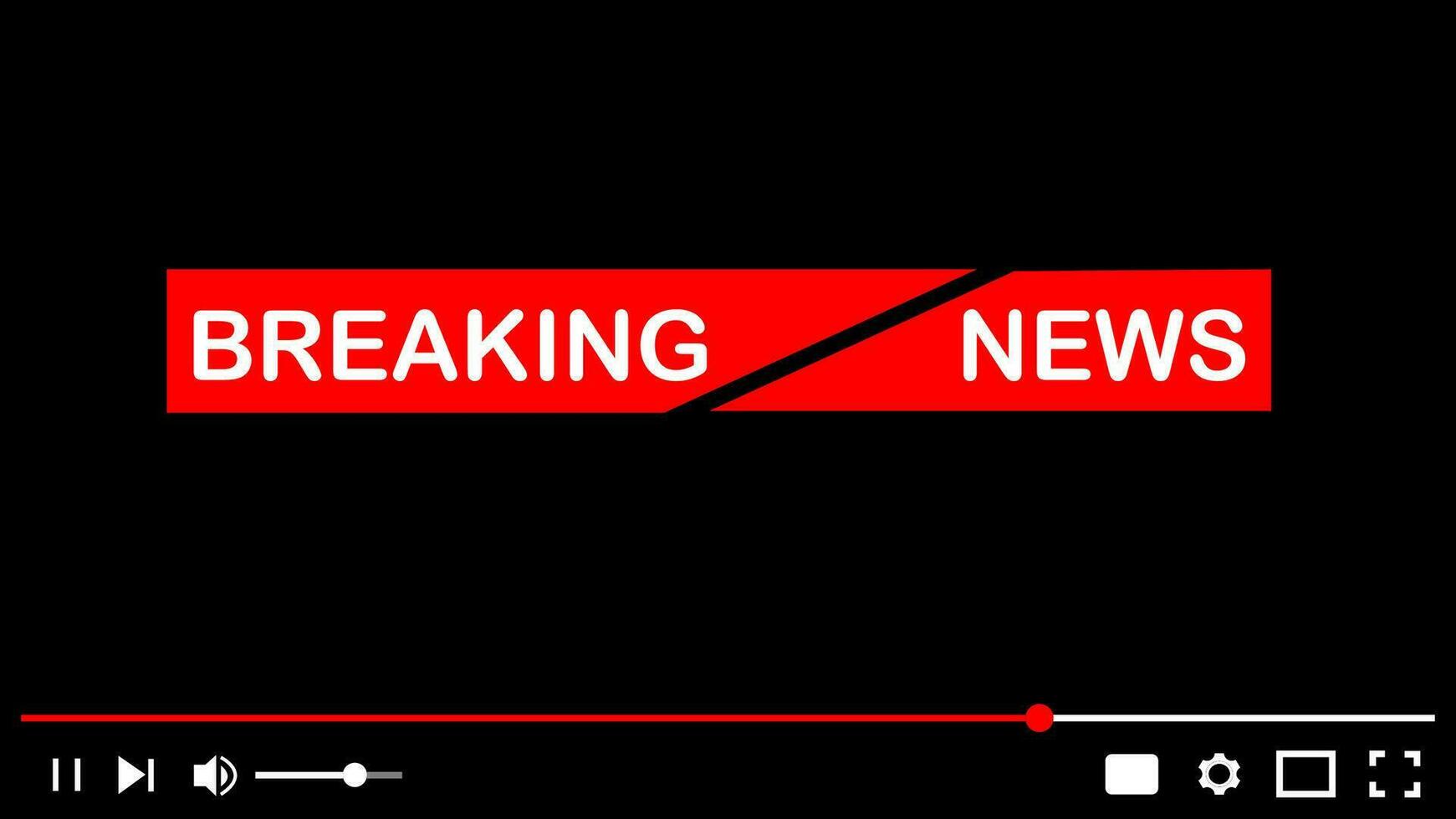 Breaking news video player template broadcasting video footage vector