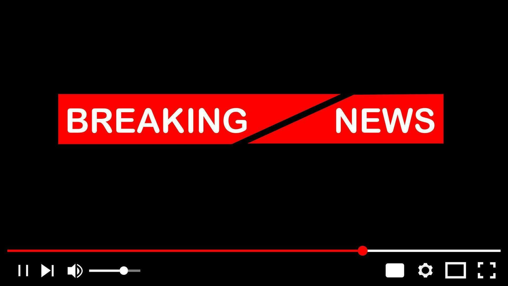 Breaking news video player template, broadcasting video footage vector illustration