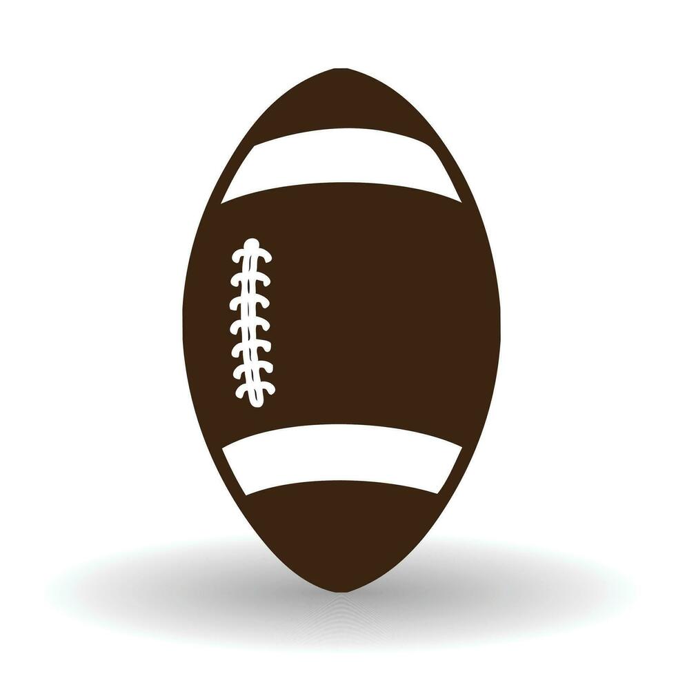 American footbal, rugby ball icon with shadow over white background vector illustration. Sportclub logo concept