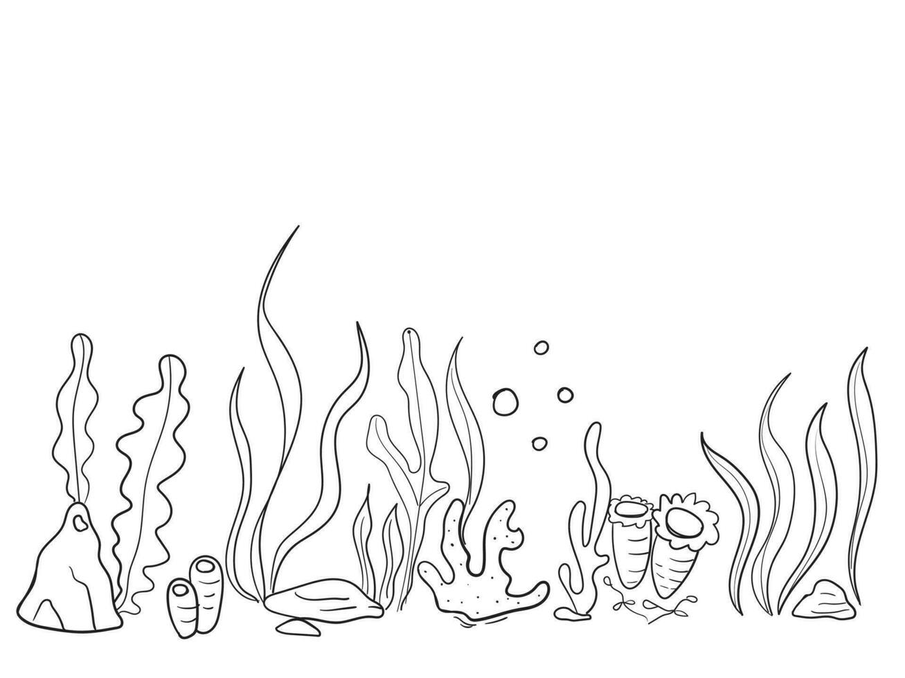 Underwater world with coral reef and seaweed in sea vector