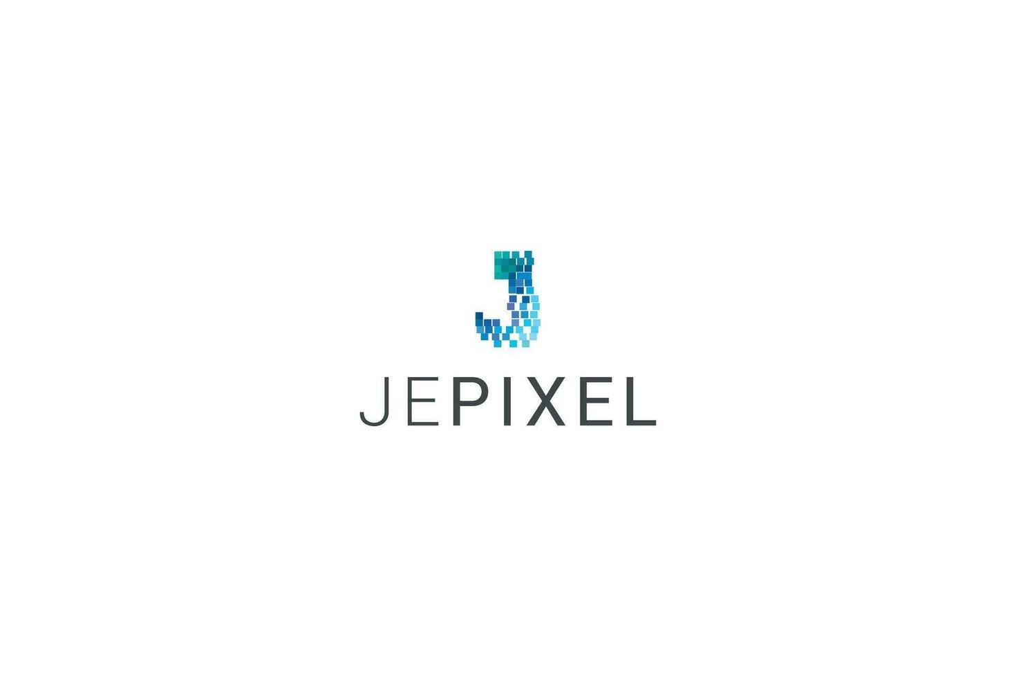 letter j pixel distortion technological data security logo vector