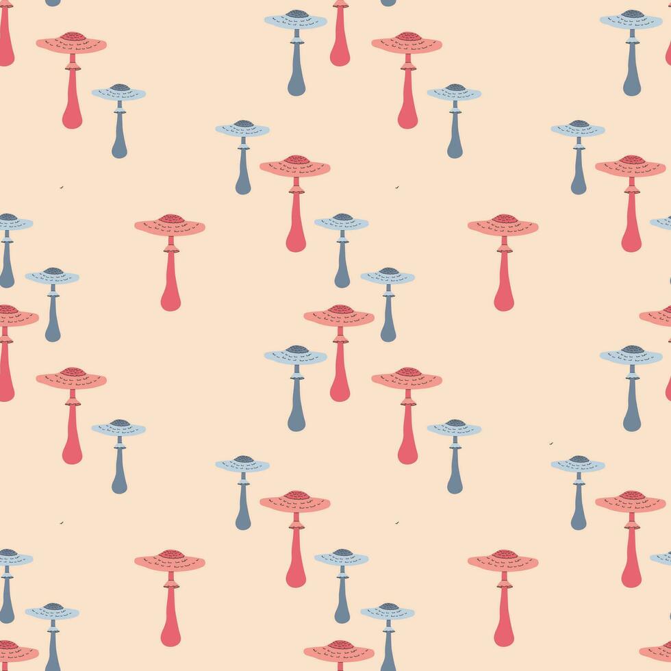 Seamless pattern with forest mushrooms. Can be used for wrapping paper, party invitation and background. Vector illustration