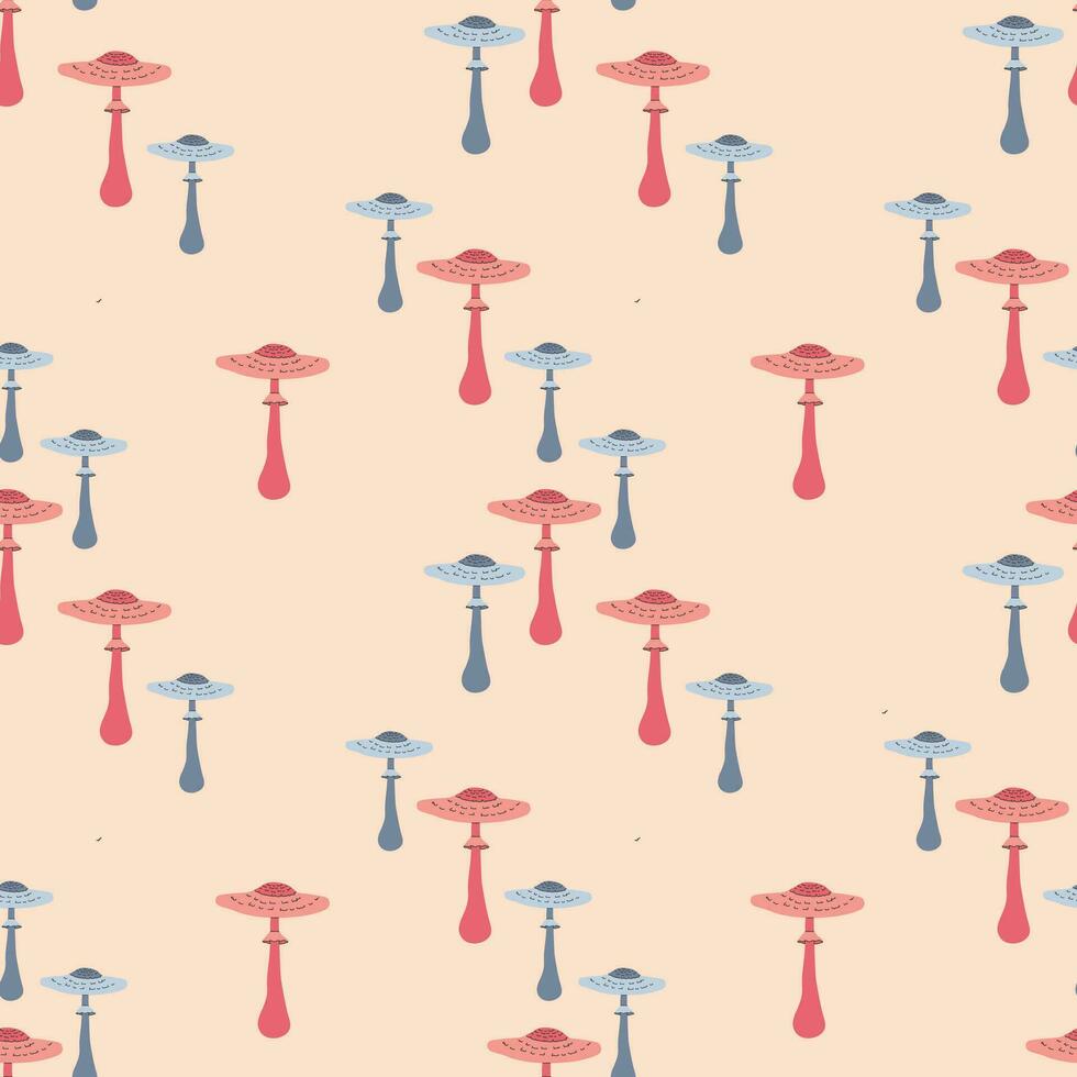 Seamless pattern with forest mushrooms. Can be used for wrapping paper, party invitation and background. Vector illustration