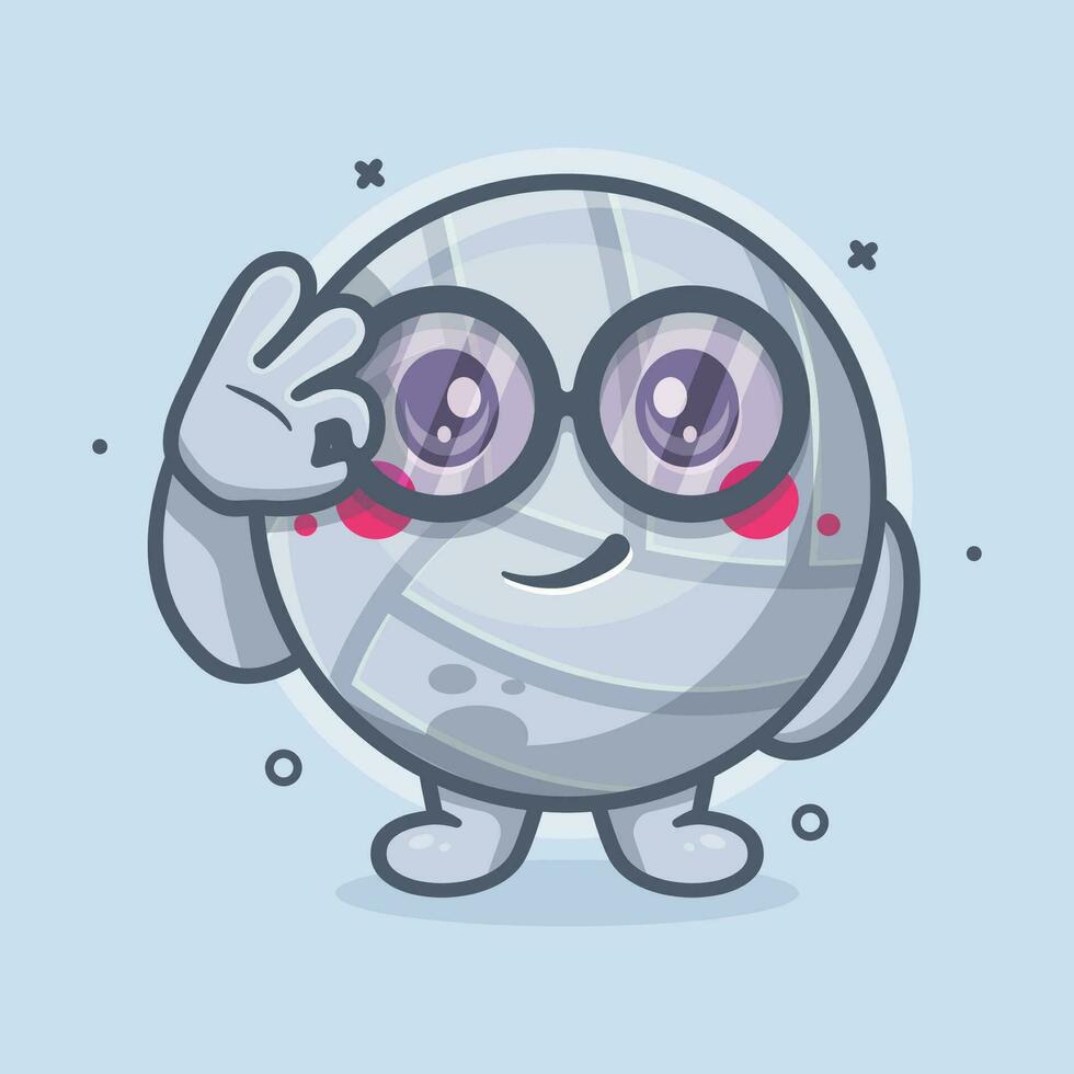 cute volleyball ball character mascot with ok sign hand gesture isolated cartoon in flat style design vector