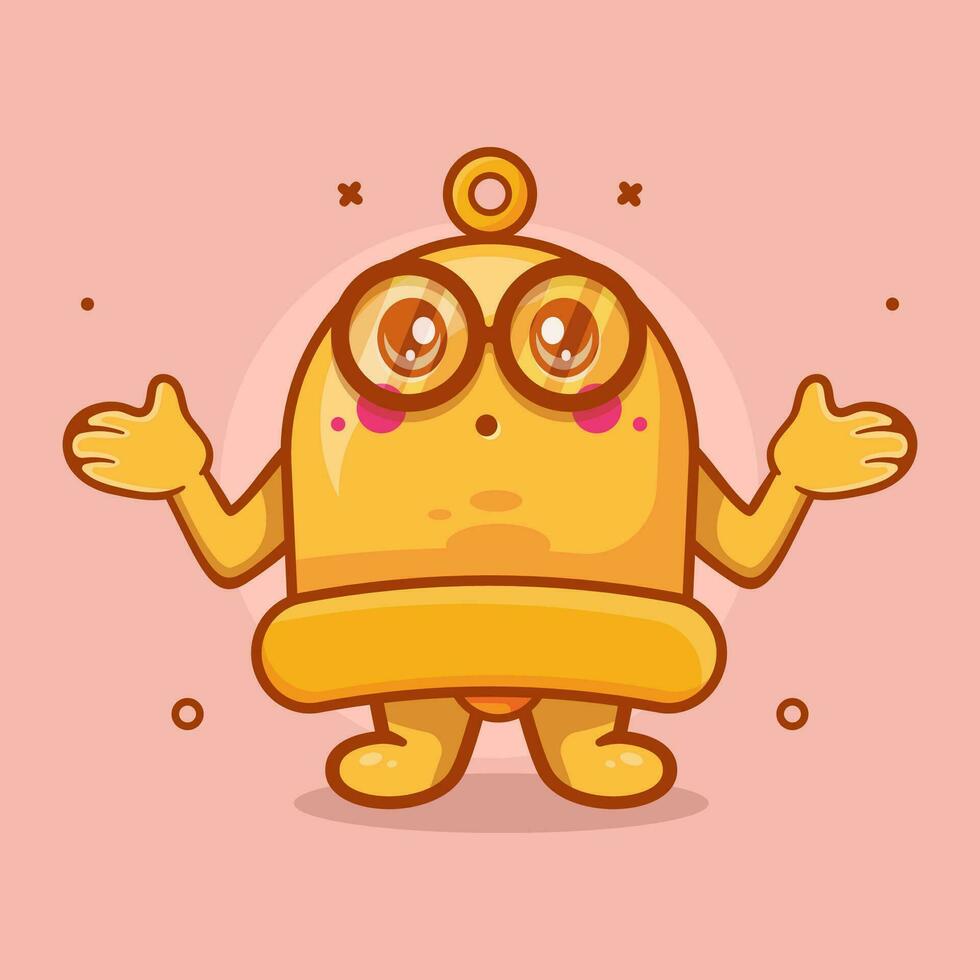 funny yellow bell character mascot with confused gesture isolated cartoon in flat style design vector
