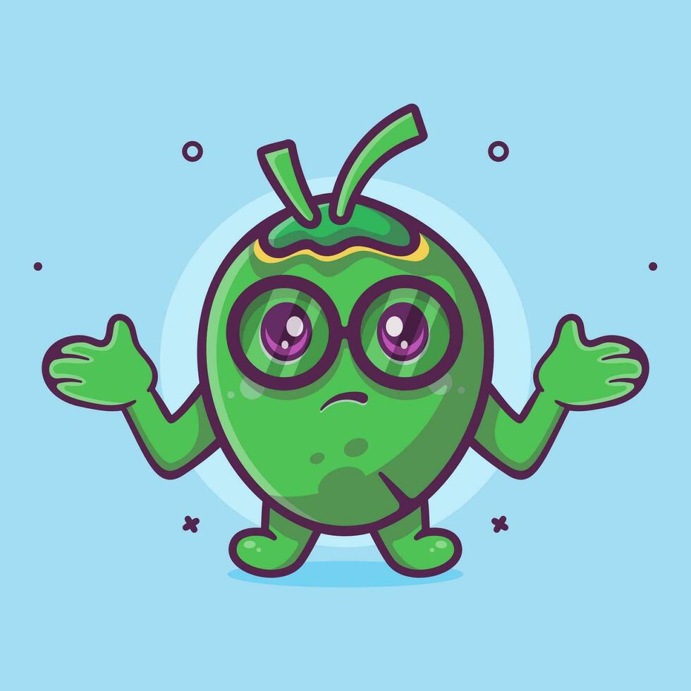 cute coconut character mascot with confused gesture isolated cartoon in flat style design vector