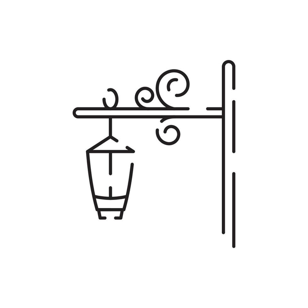 Blacksmith line icon. Crafting anvil with hammer line art vector icon for games and websites.