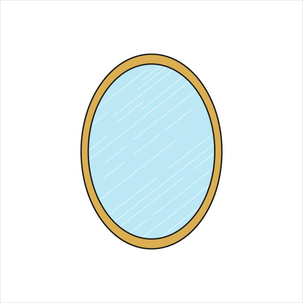 dibujos animados vector ilustración oval espejo icono en garabatear estilo