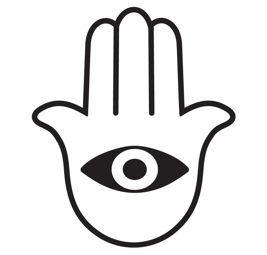 hamsa, mano de Fátima. icono. religión símbolo. línea Arte estilo diseño aislado en blanco antecedentes. vector ilustración