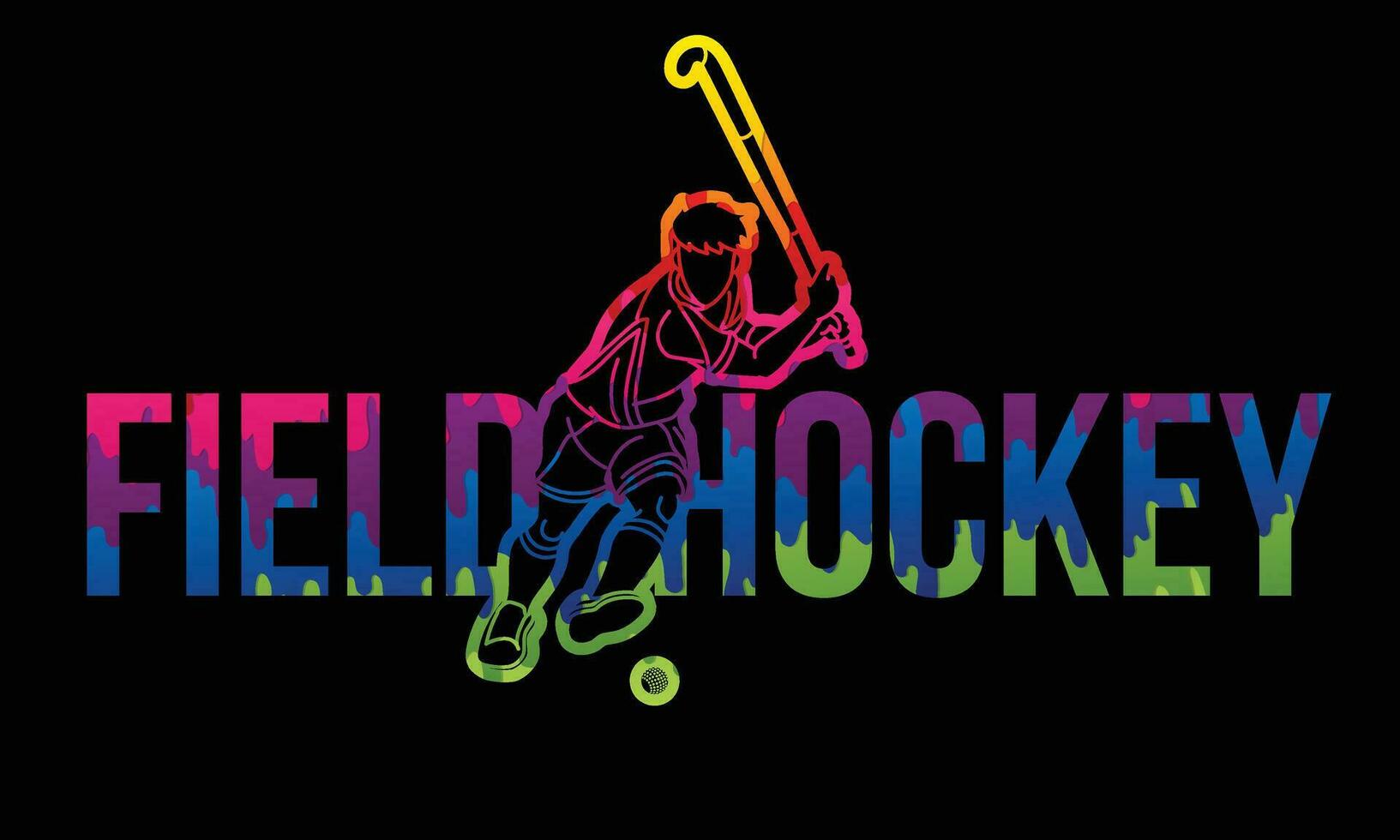 Field Hockey Font Design with Male Player vector