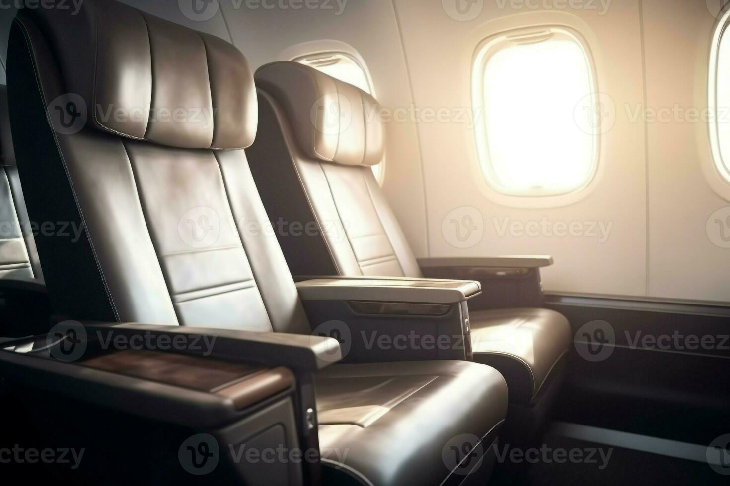 Plane business seats. Generate Ai photo