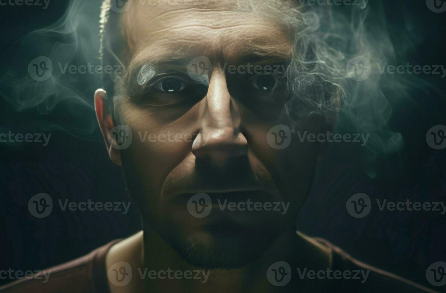 Man face fog fear. Generate Ai photo